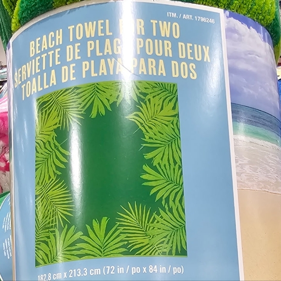 GIANT Beach Towel For Two BLANKET SZ 3.5 Lbs Green Foliage Cotton 72" X 84" NWT - Picture 5 of 8